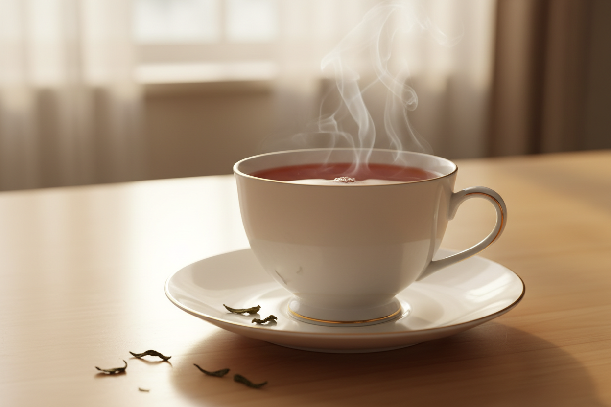 cup of brewed english breakfast tea
