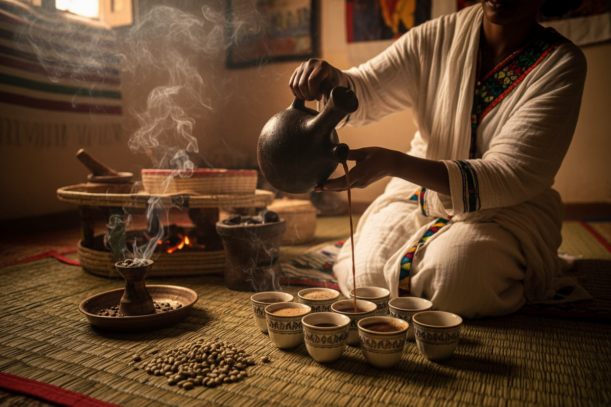 traditional brewed coffee in ethiopia